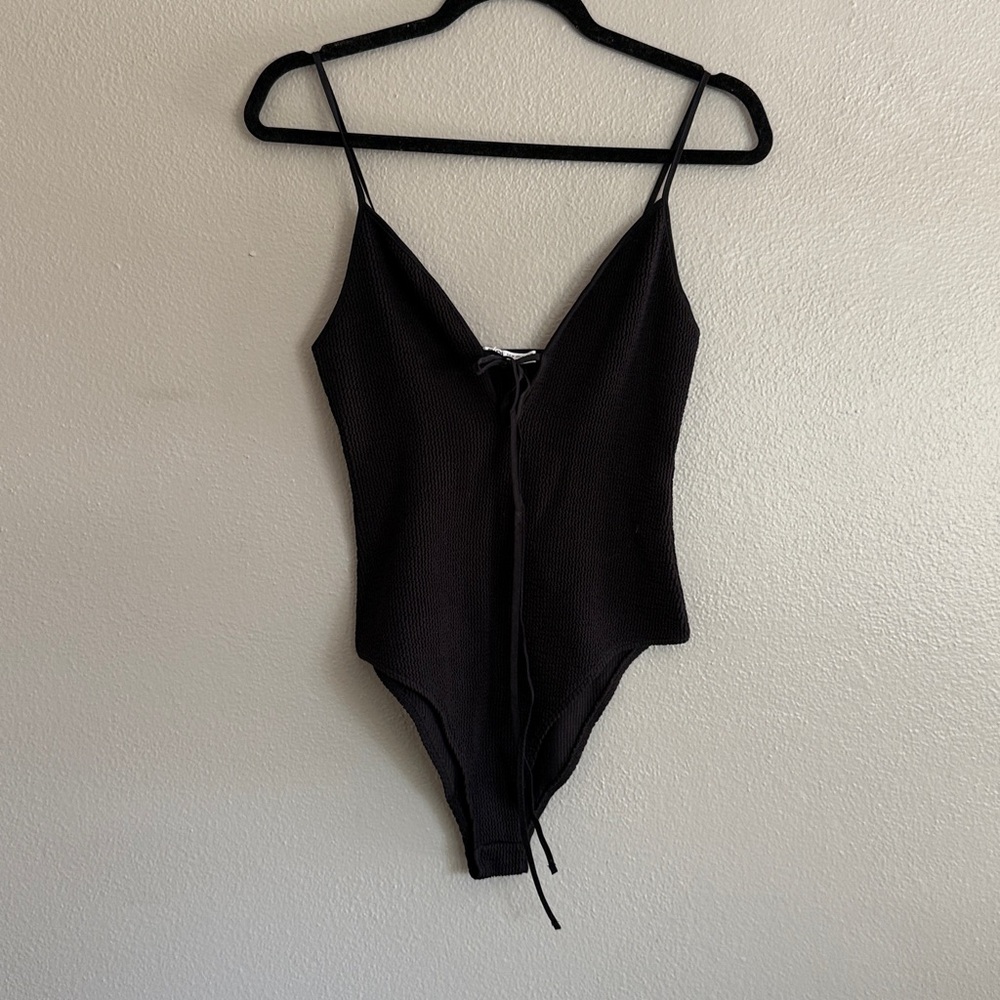 NET Zara Black Ribbed Bodysuit M